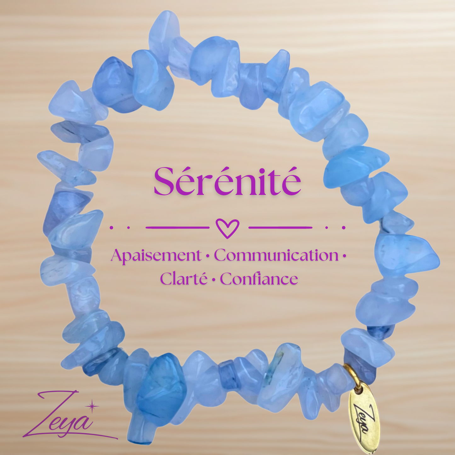 Le Bracelet Azura est une invitation à la tranquillité et à la pureté. L’aigue-marine, pierre légendaire des océans, évoque la sérénité des mers cristallines et la douceur du vent marin. Cette pierre est connue pour sa capacité à apaiser l’esprit, à favoriser la clarté mentale et à encourager une communication sincère et fluide. 